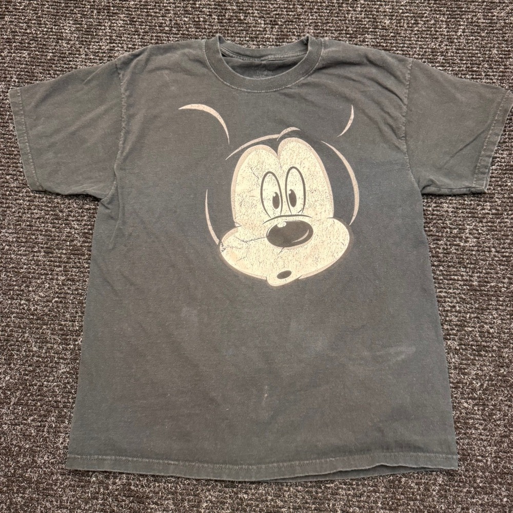 Disney Parks Mickey Mouse Graphic T-Shirt Faded Black Distressed Mens Large
